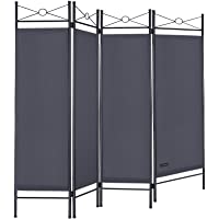 Deuba Biombo Lucca Antracita Separador de Espacios Ajustable Pared divisoria con Arco de Metal Lacado Negro 4 Partes